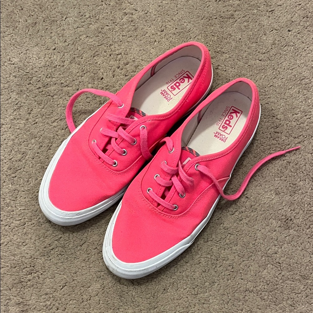 Keds Women's Bright Pink Lace-Up Sneakers